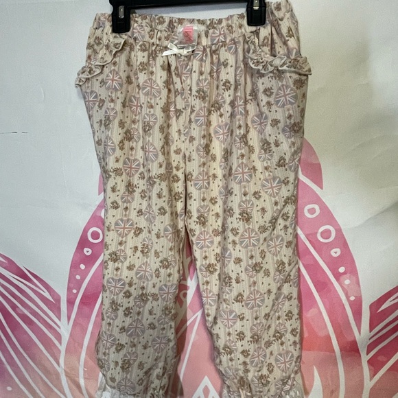 LIZ LISA Pink Floral Pajama Pants w/lace ruffle